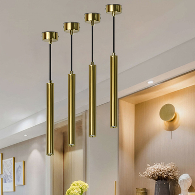 Luz tubular longa dourada do pendente da espiga do teto para a cabeceira 10W da sala de visitas