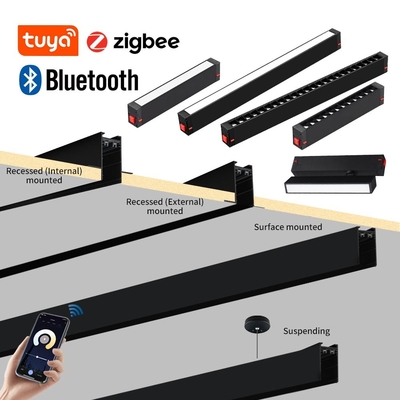 Novo design LED preto High End Linear Grille Light Showroom Iluminação Magnética Track Light