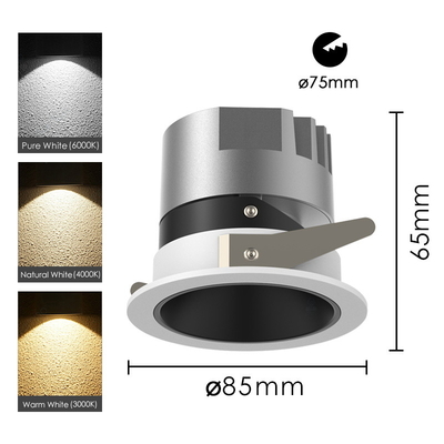 Ângulo de iluminação 15° 24° 36° Refletor LED Hotel Home Antirreflexo Cob Downlight