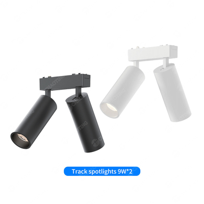 Luz de pista de cabeça dupla magnética 18W 4000K 6000K Lâmpadas antirreflexo
